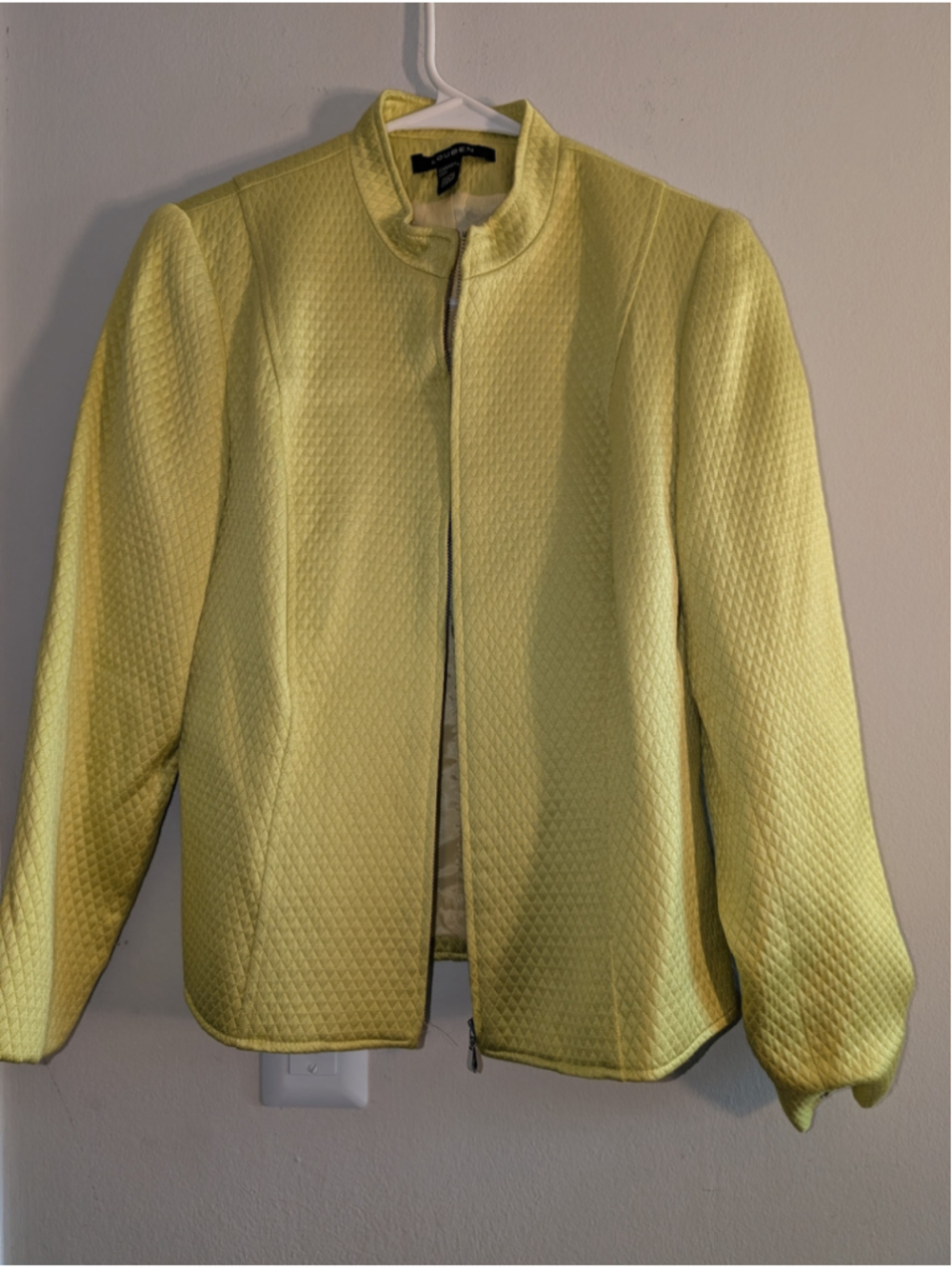LOUBEN Lime Green Quilted Blazer Jacket Size 6, Women's